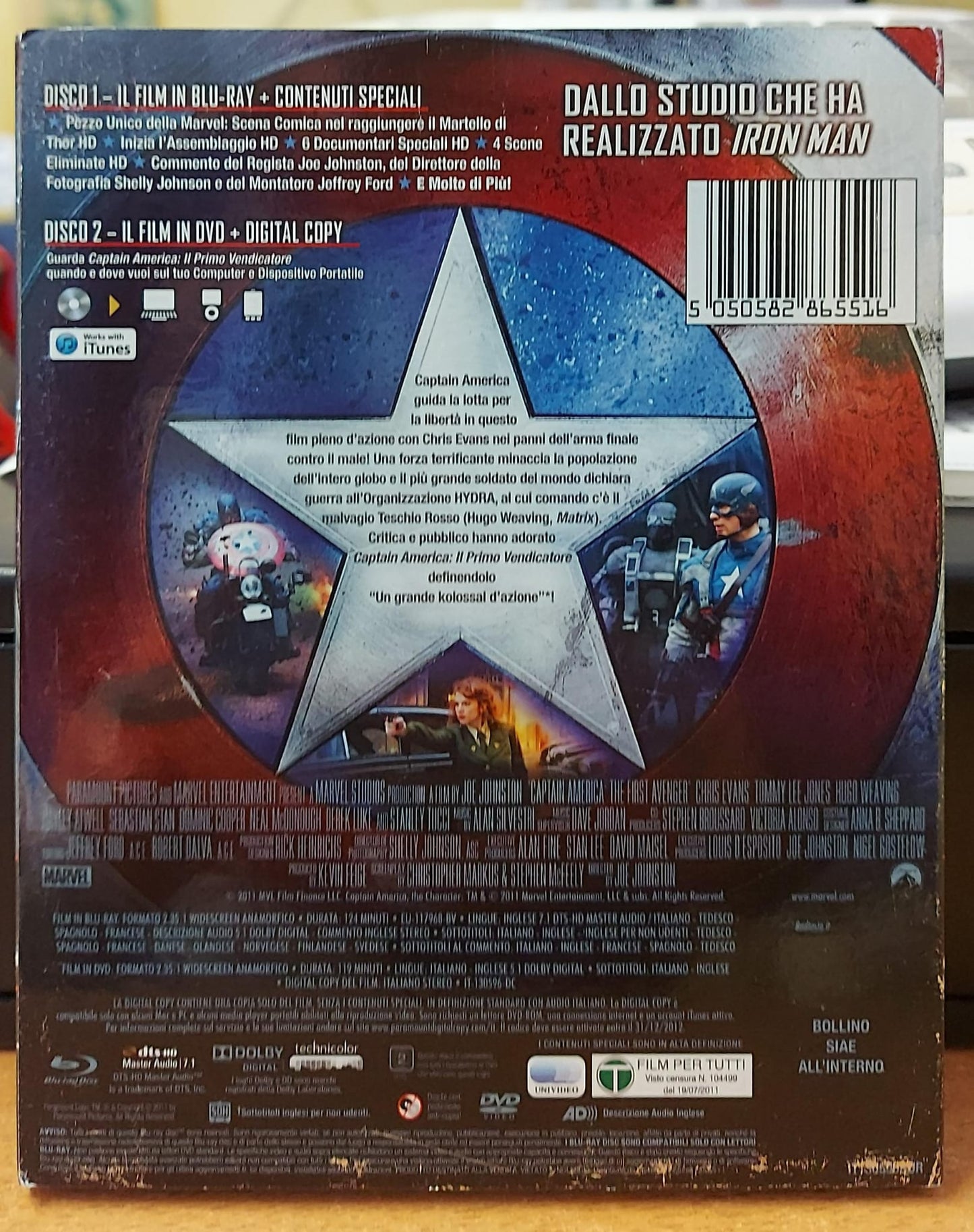 CAPTAIN AMERICA IL PRIMO VENDICATORE - BLU-RAY + DVD + DIGITAL COPY