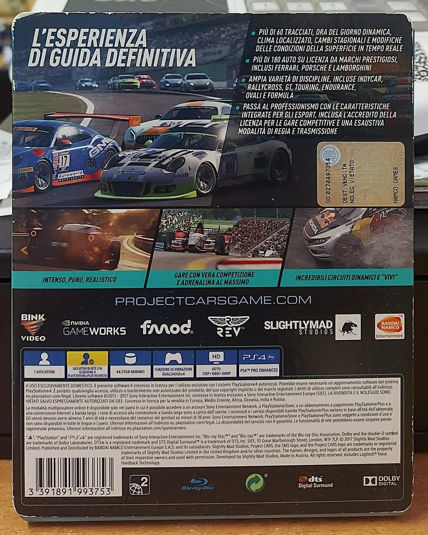 PROJECT CARS 2 LIMITED EDITION CON STEELBOOK E ADESIVI