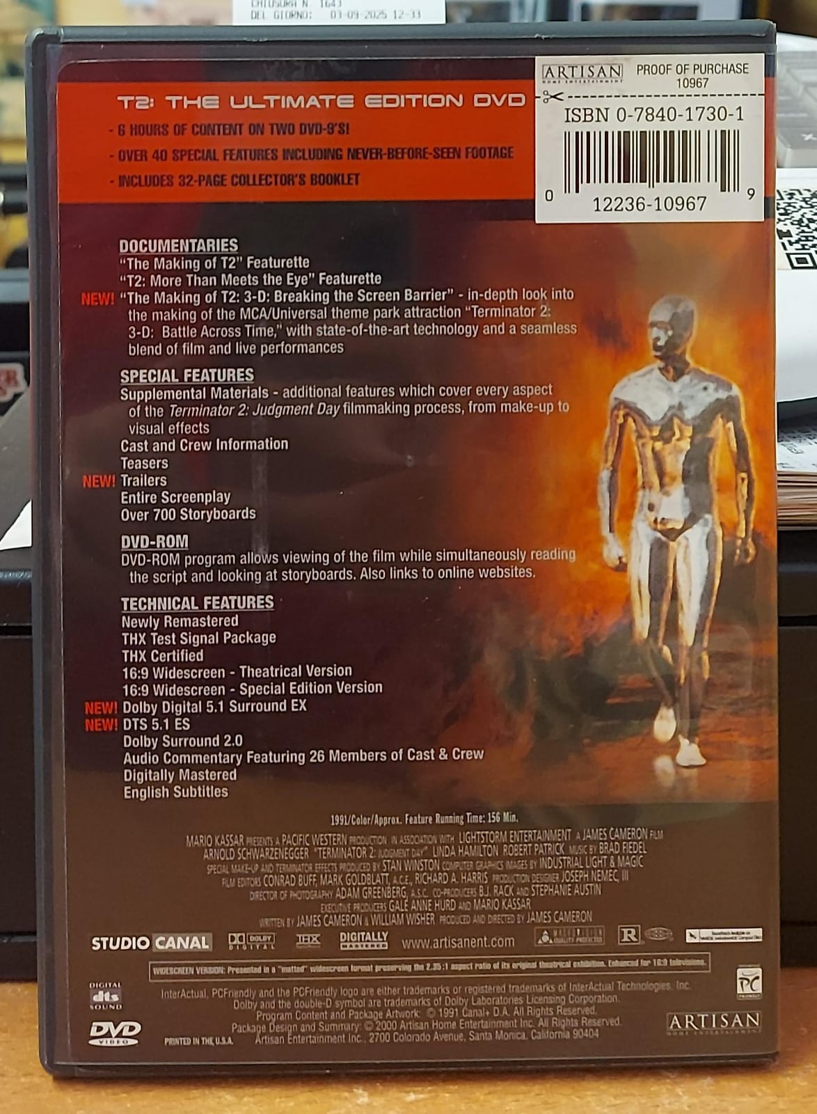 TERMINATOR 2 IL GIORNO DEL GIUDIZIO NTSC NO PAL - THE ULTIMATE EDITION 2 DISCHI