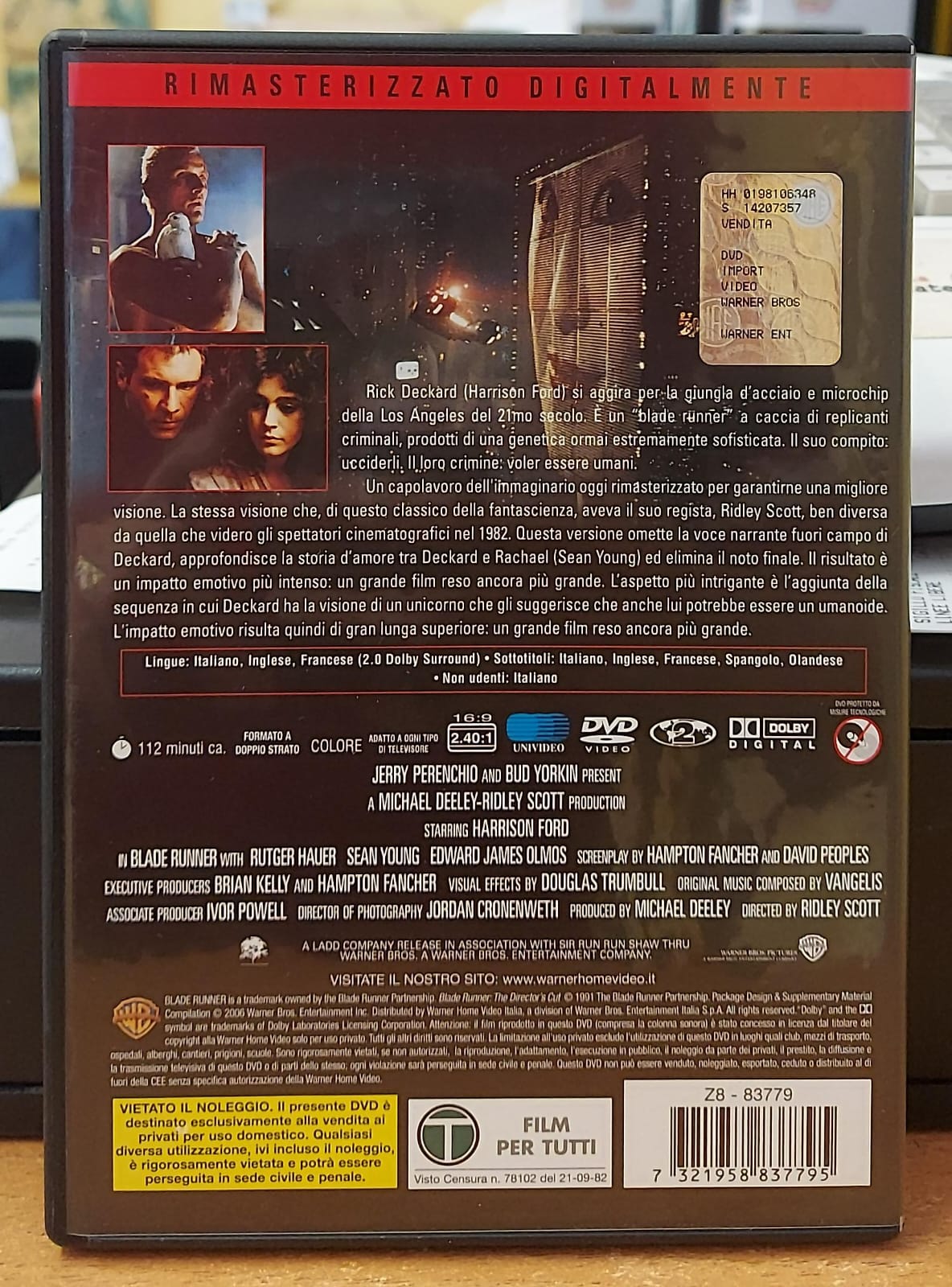 BLADE RUNNER - MONTAGGIO ORIGINALE DI RIDLEY SCOTT
