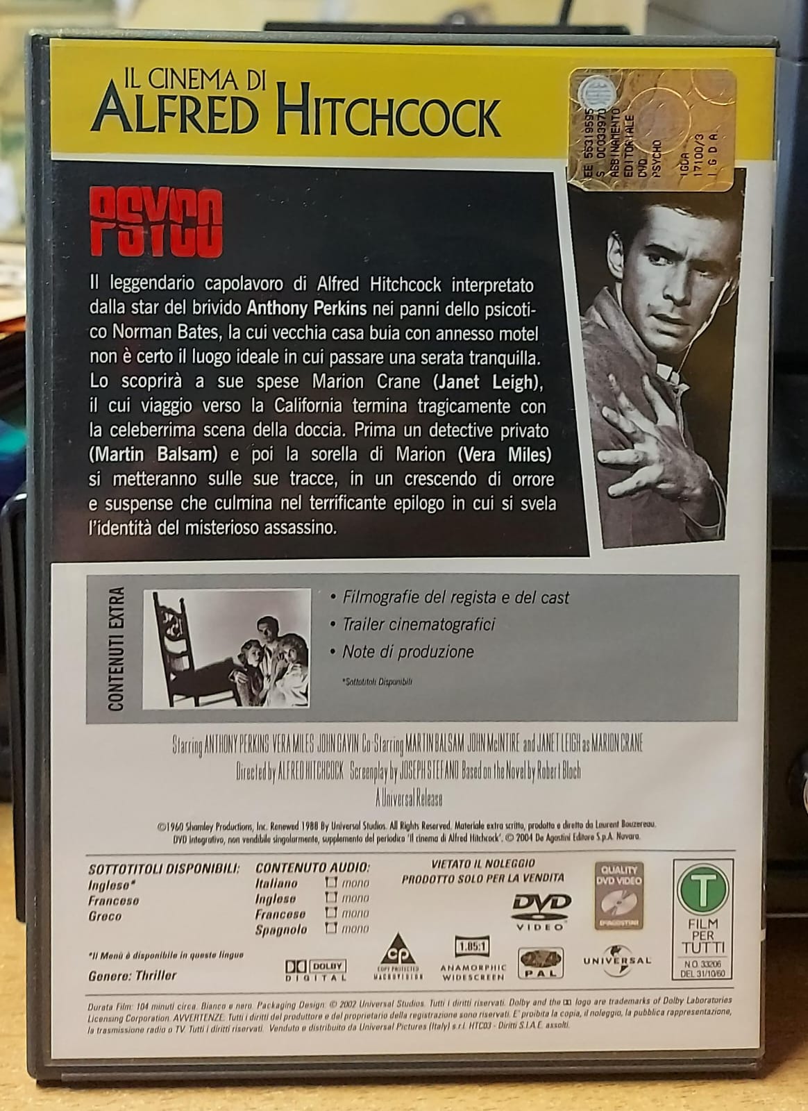 Psycho DVD (1960) - Film Thriller di Alfred Hitchcock