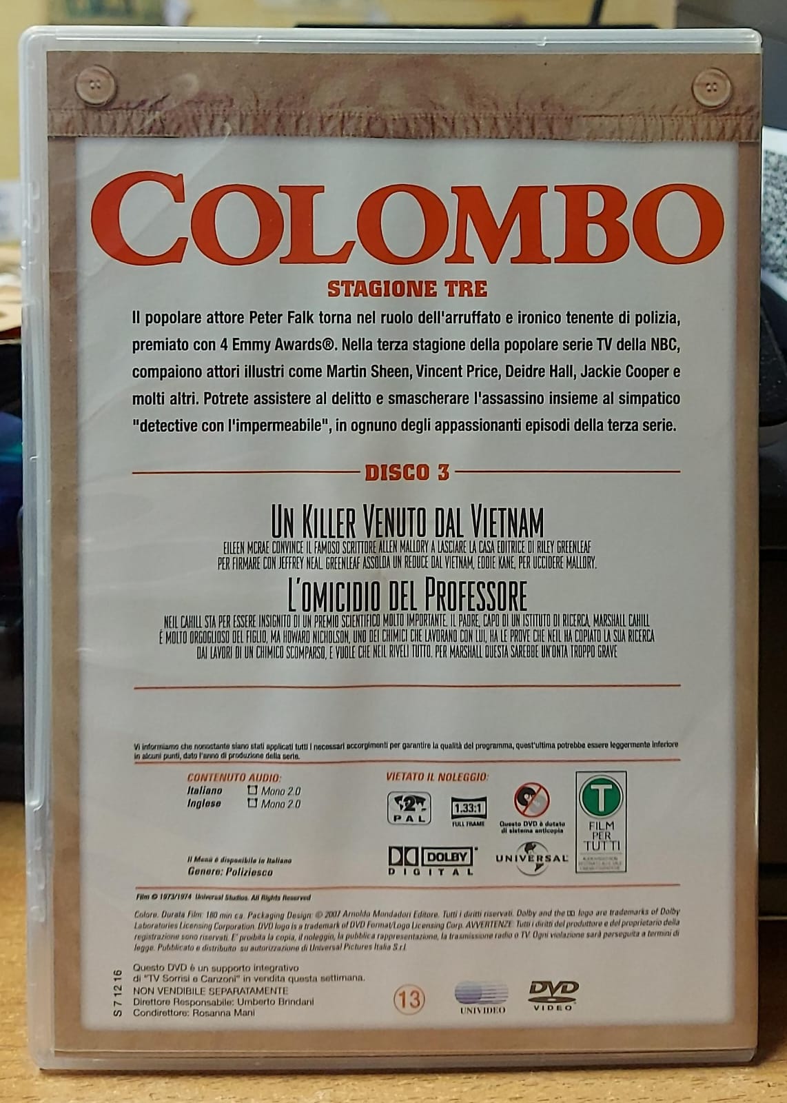 Colombo Stagione 3 Disco 3 DVD - Serie TV Classica