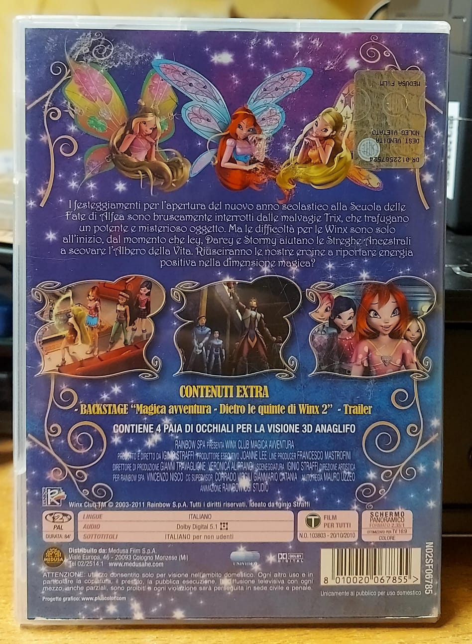 WINX CLUB 3D MAGICA AVVENTURA - DOPPIO DVD CON 3 PAIA OCCHIALINI
