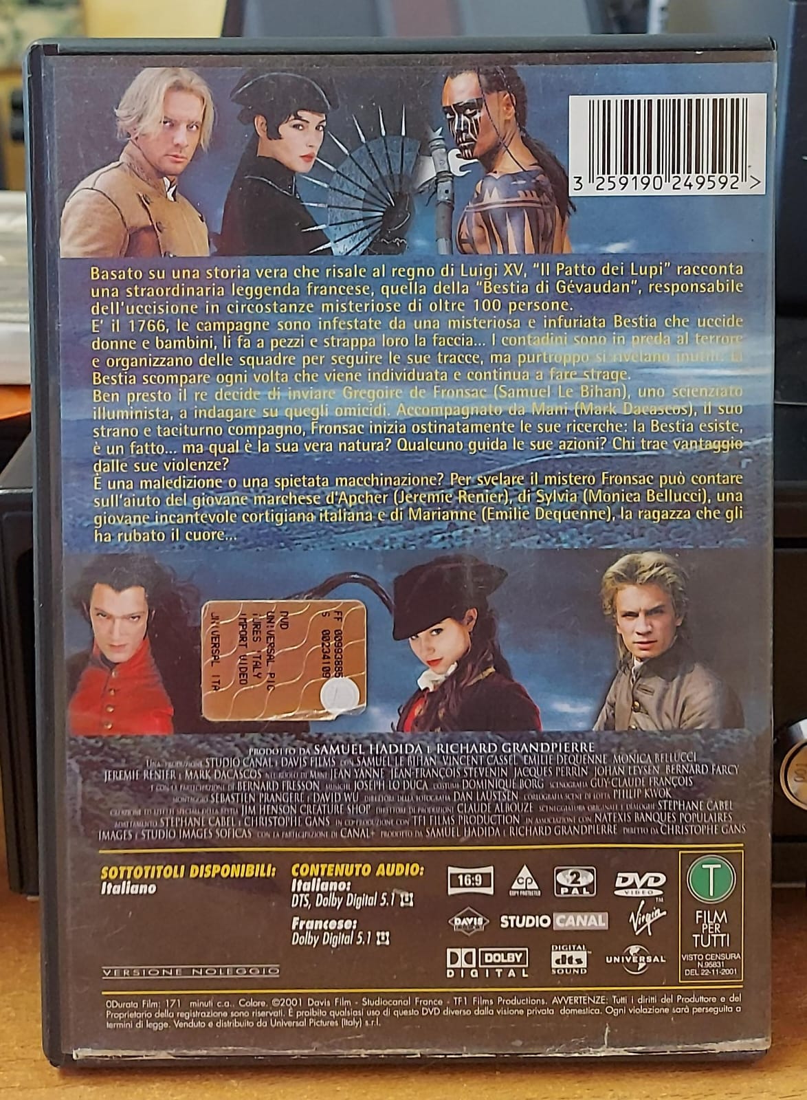 Il Patto dei Lupi (2001) DVD - Thriller Storico con Monica Bellucci | Usato