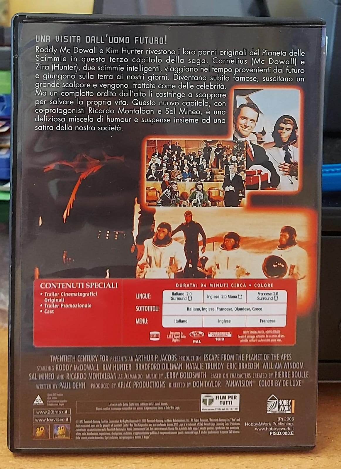 Fuga dal Pianeta delle Scimmie DVD retro