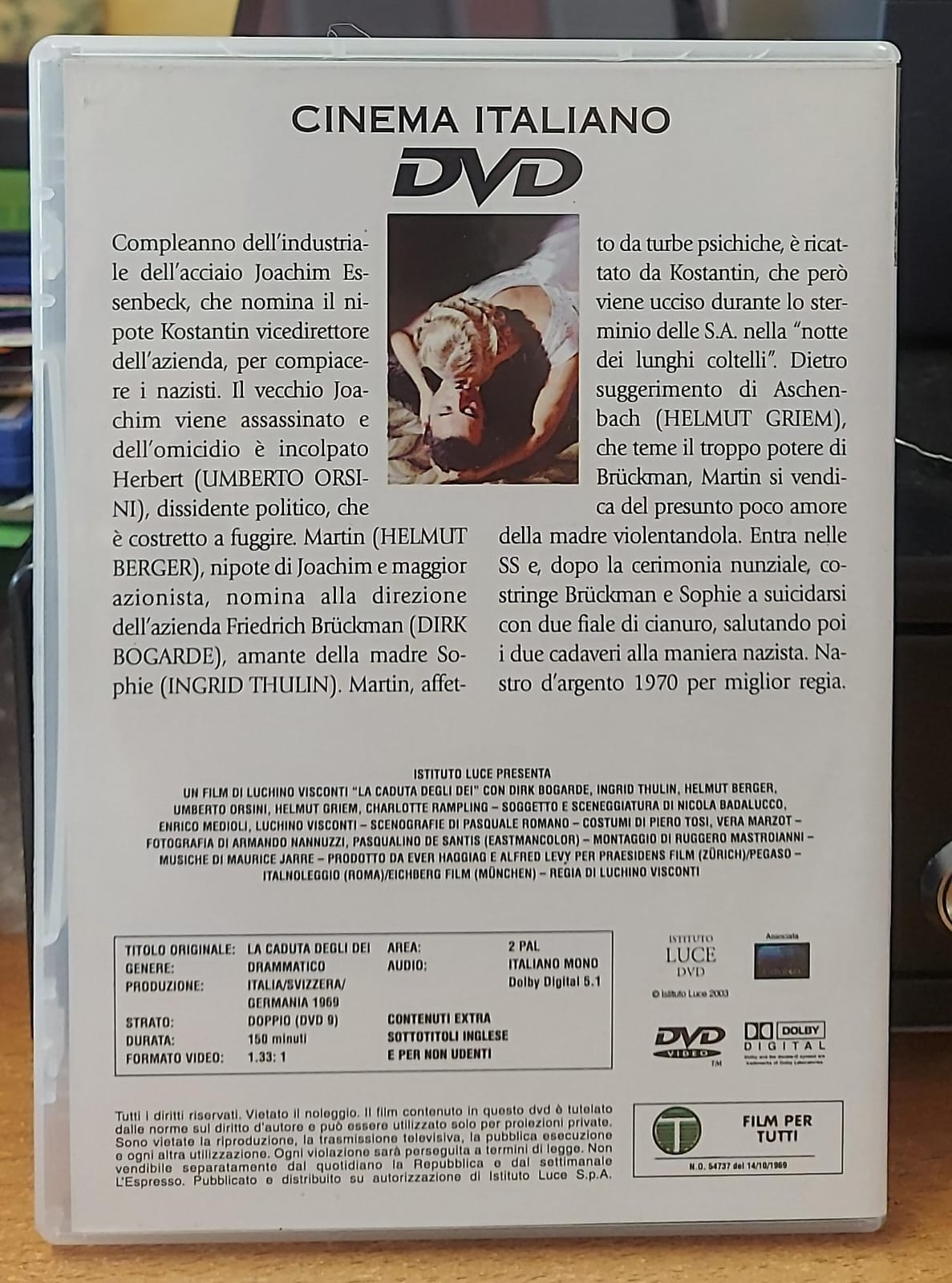 Retro della confezione del DVD La caduta degli dei