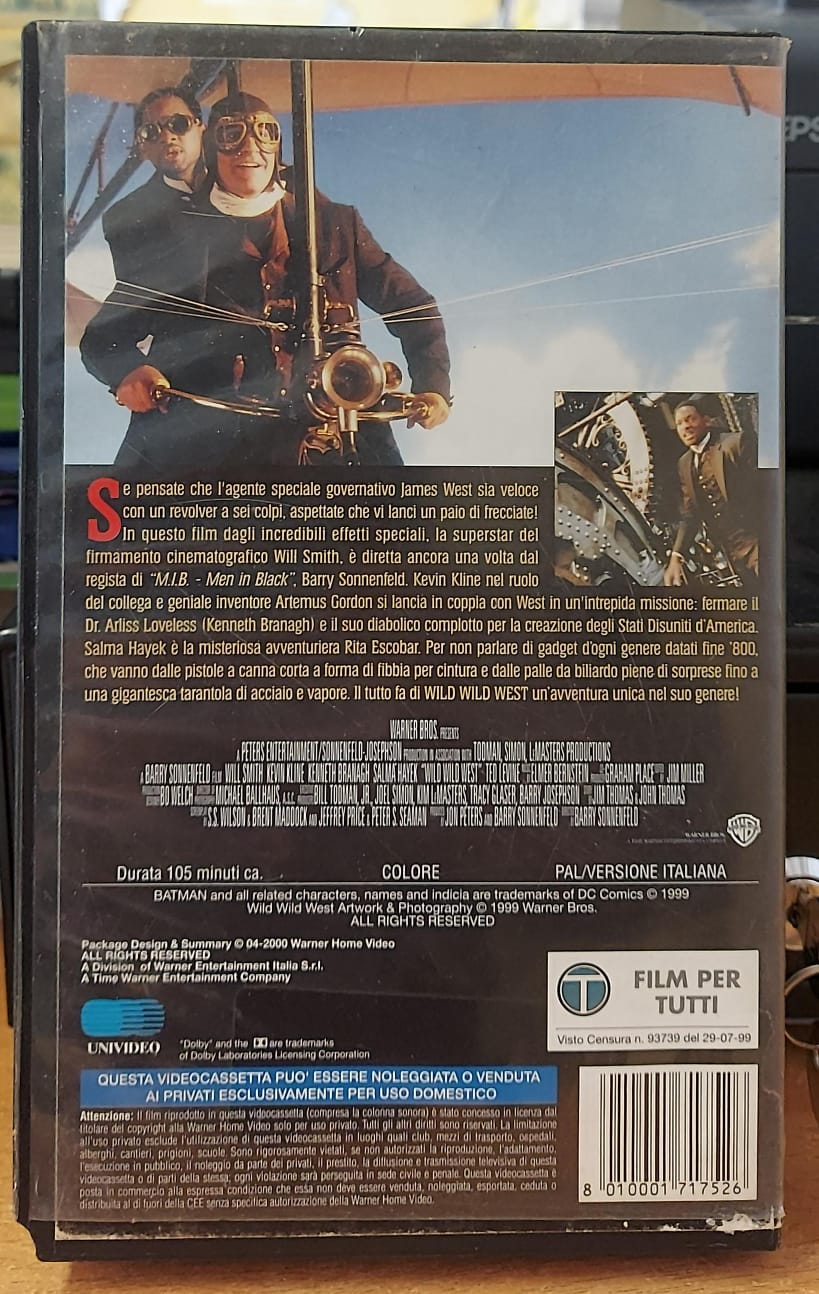 Wild Wild West VHS Warner Home Video – retro con trama e barcode 8001177177526