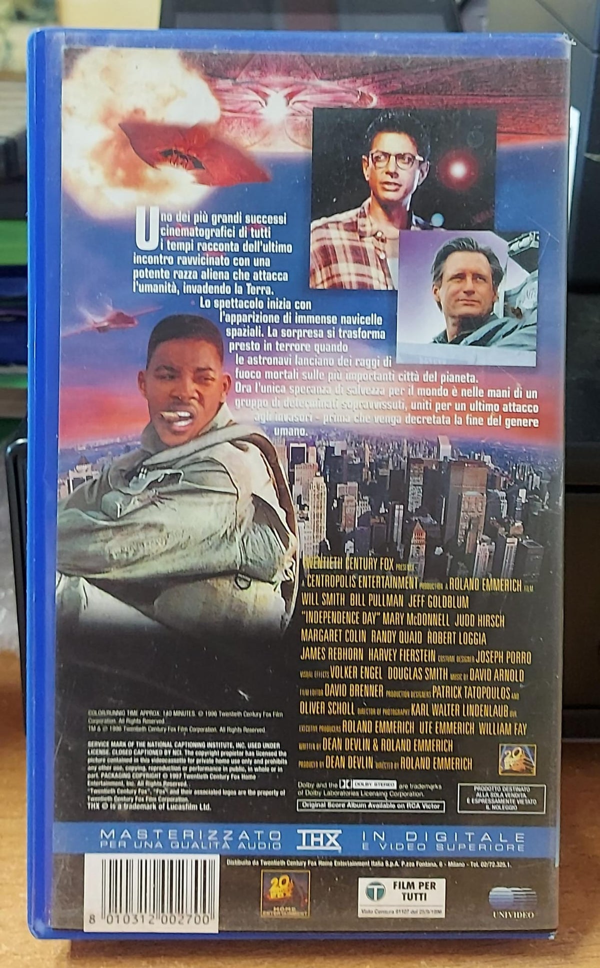 Independence Day VHS, retro della confezione