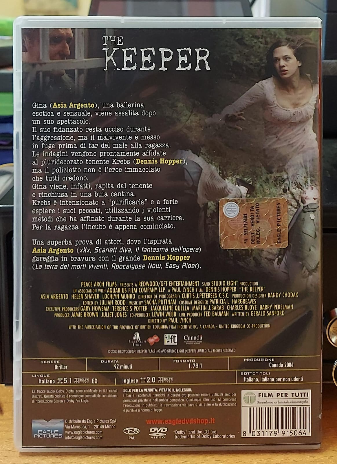 The Keeper DVD usato – retro copertina con trama, dettagli tecnici e codice a barre