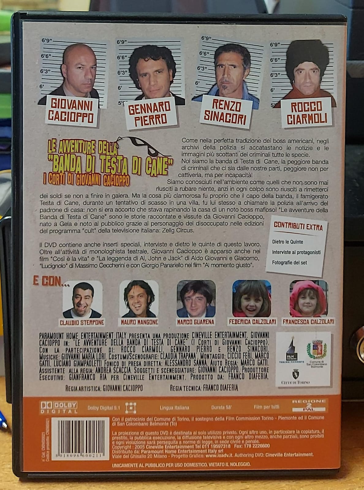 Le avventure della banda di Testa di Cane DVD usato – retro copertina con cast e contenuti extra