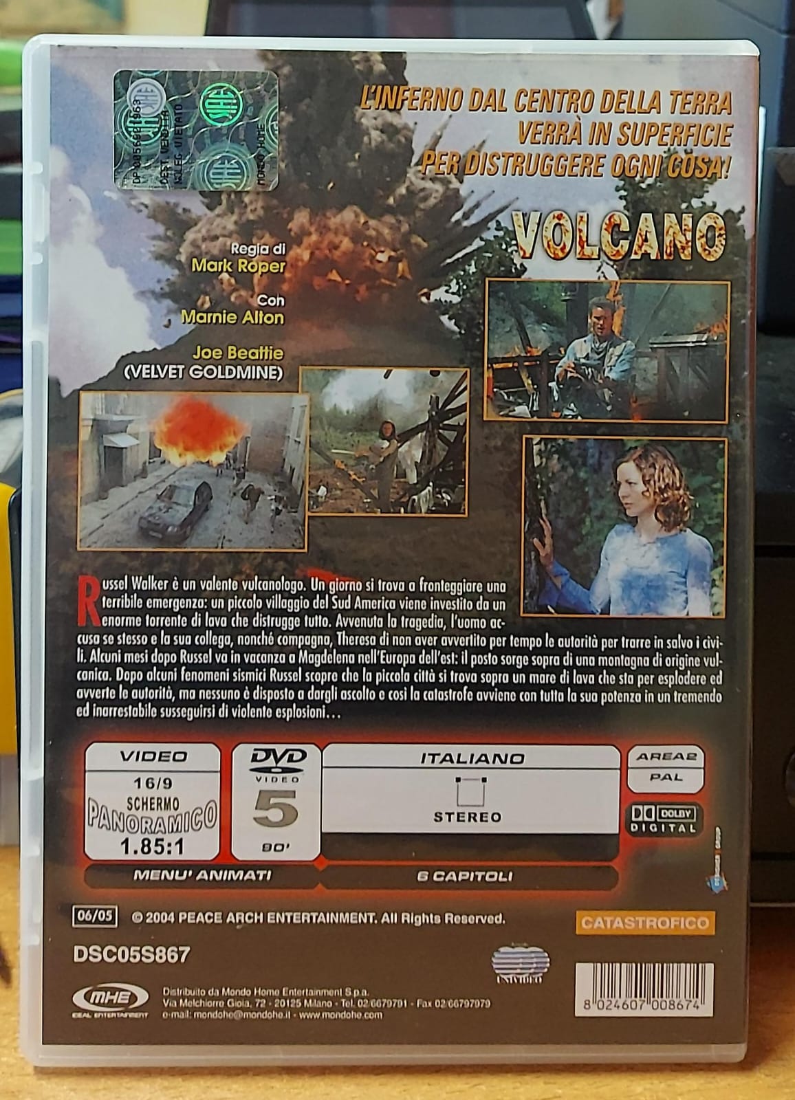Volcano di Mark Roper DVD usato – retro copertina con trama e codice a barre