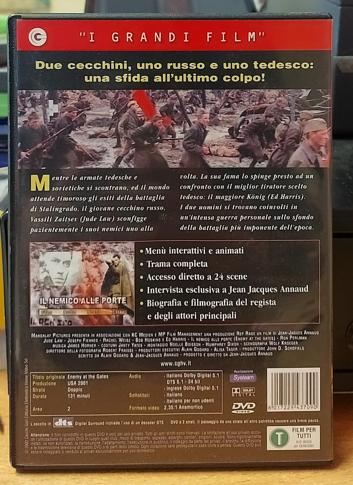 Il nemico alle porte DVD usato – retro copertina con dettagli tecnici e codice a barre