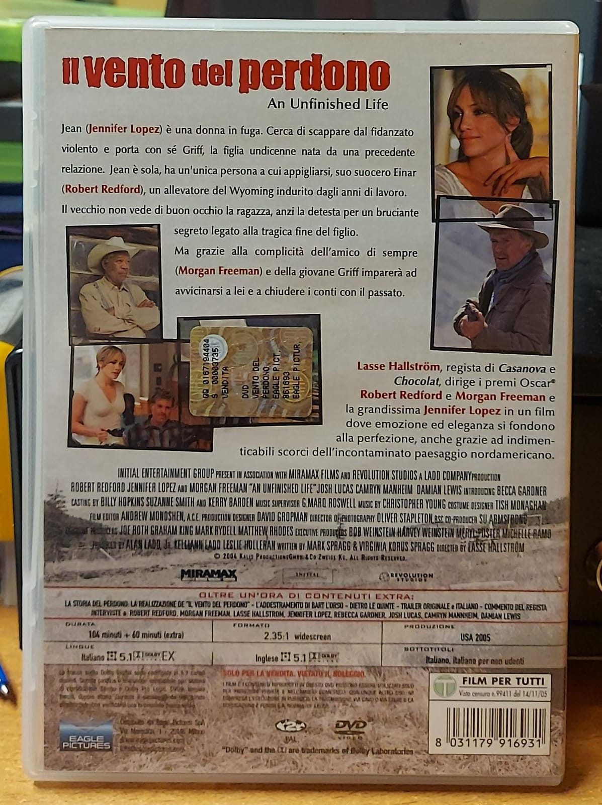 Retro copertina DVD Il vento del perdono con trama, contenuti extra e codice a barre