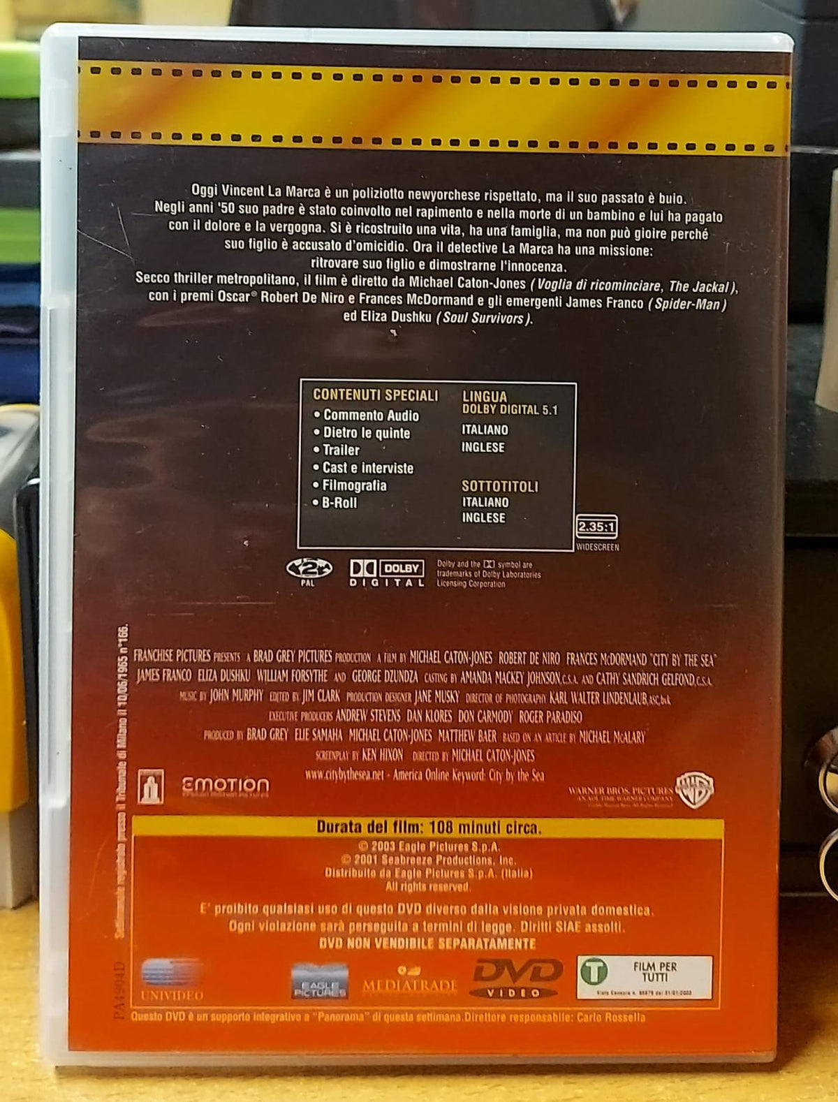 Retro copertina DVD Colpevole d'Omicidio con trama, contenuti speciali e caratteristiche tecniche