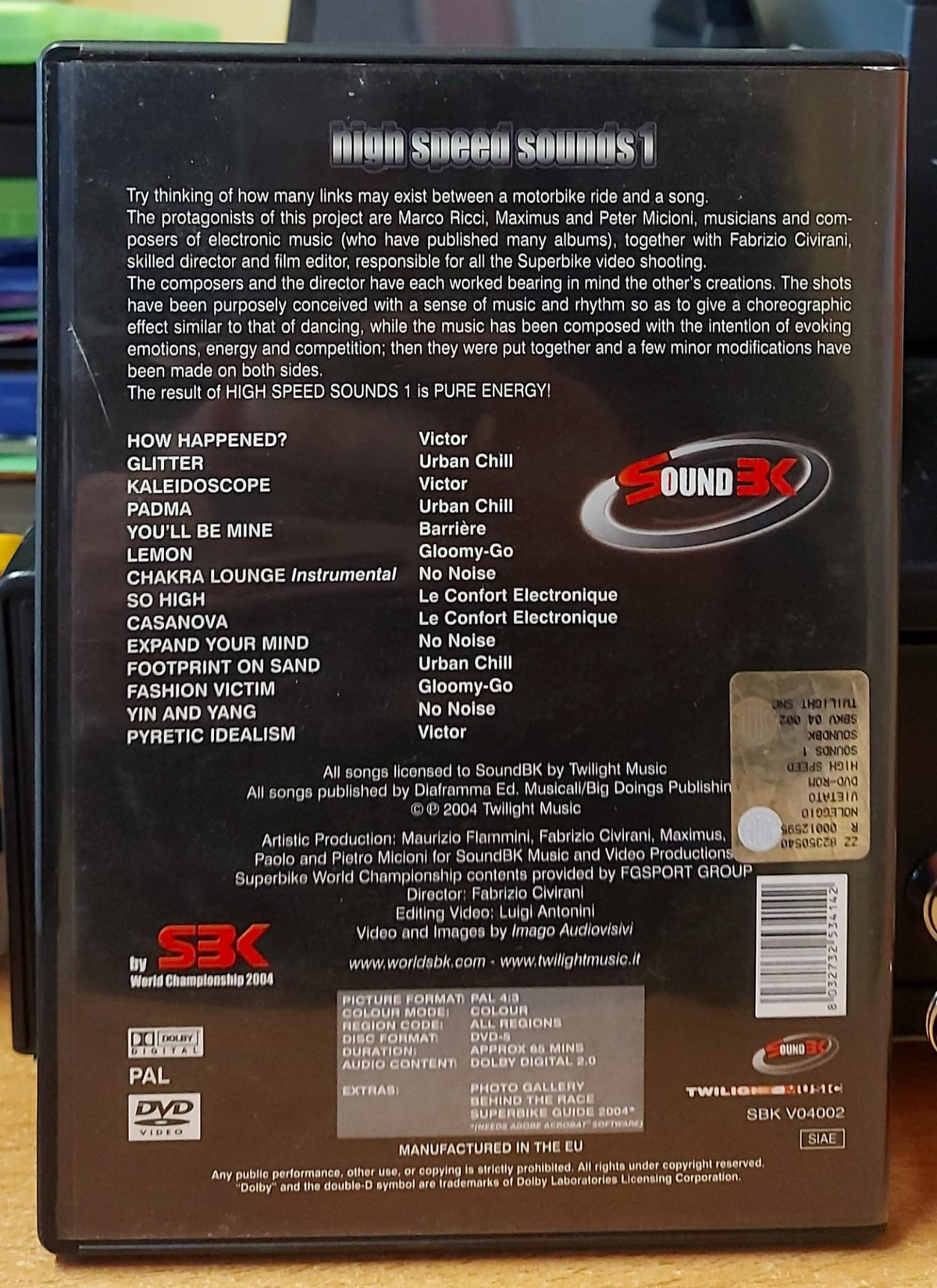 High Speed Sounds 1 DVD SBK 2004 - retro con scaletta e dettagli tecnici
