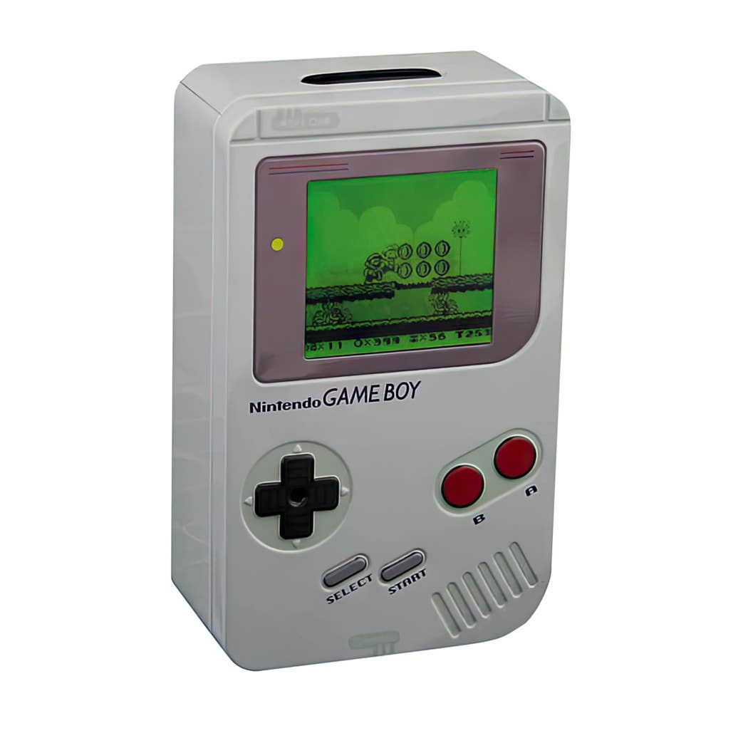 Salvadanaio in latta grigia Nintendo Game Boy