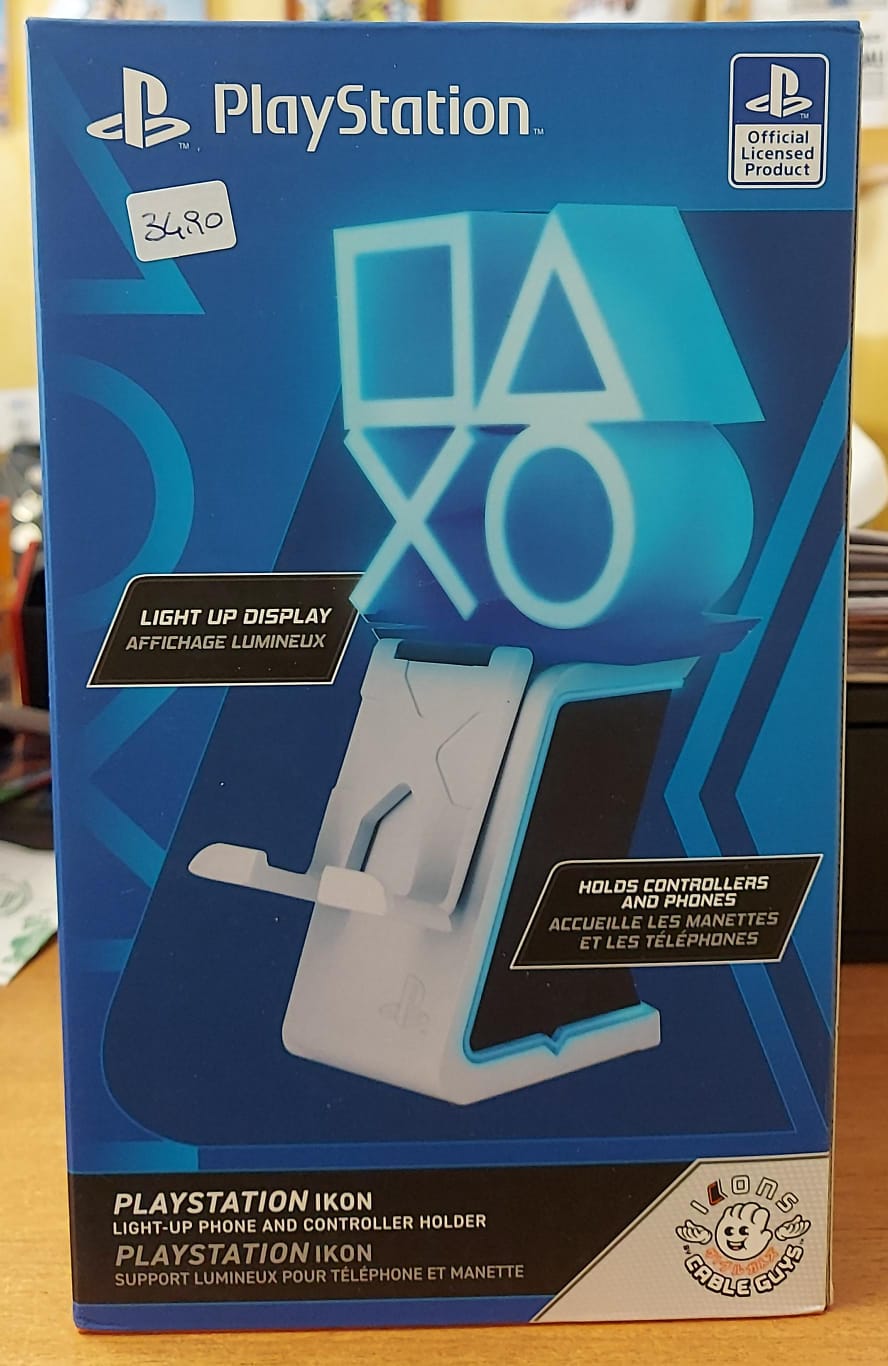 SUPPORTO ILLUMINATO PER JOYPAD O SMARTPHONE LOGO PLAYSTATION IKON