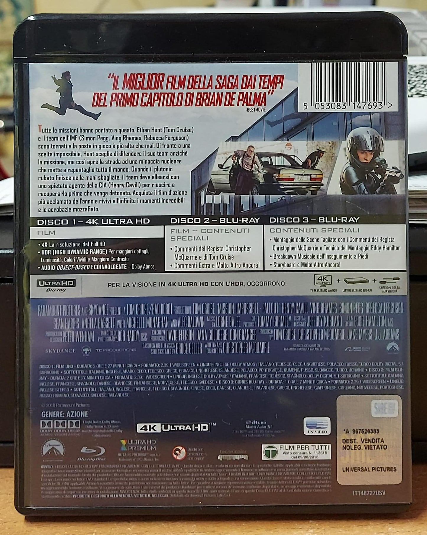 MISSION IMPOSSIBLE FALLOUT BLU RAY 4K ULTRA HD 3 DISCHI
