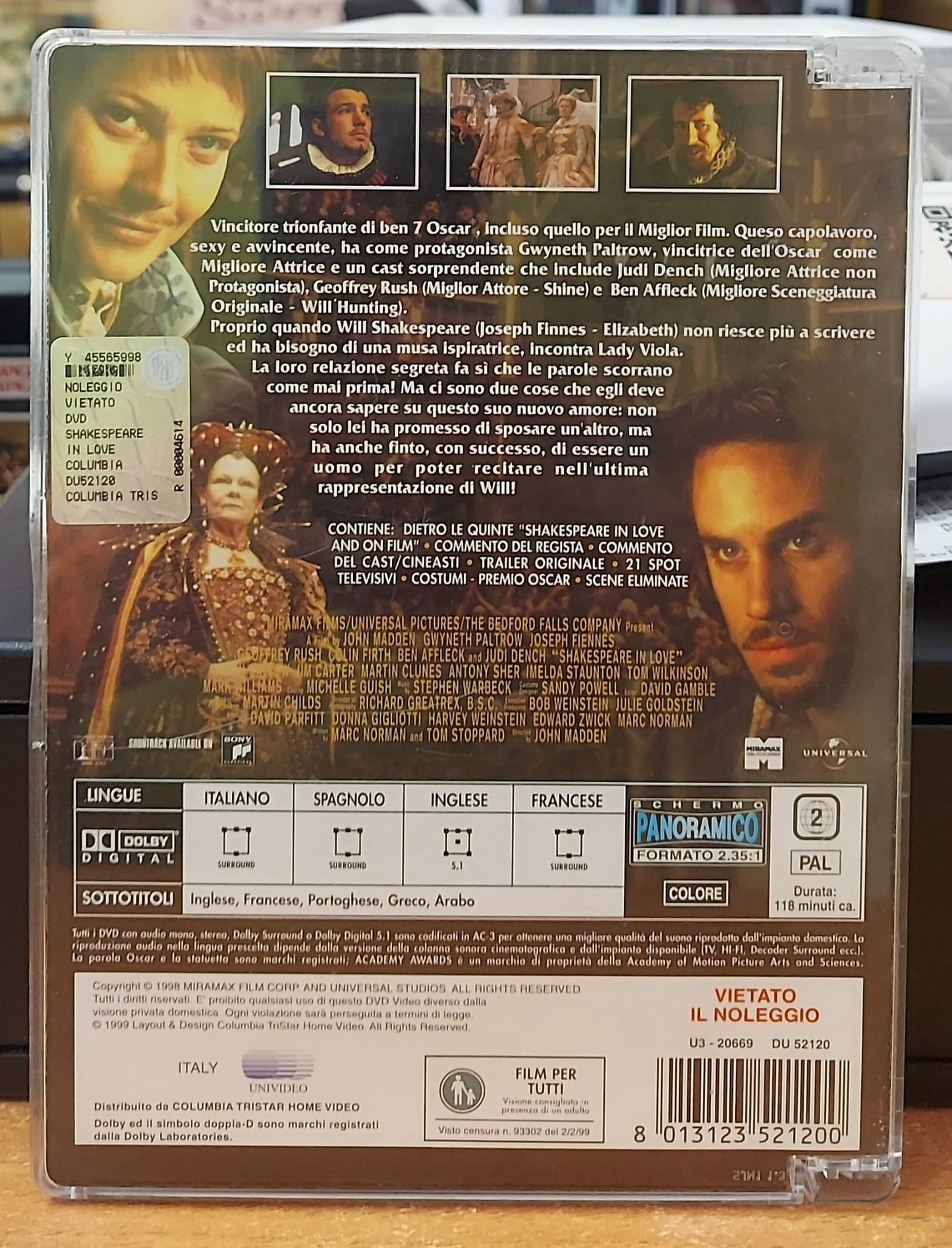 SHAKESPEARE IN LOVE - COLLECTOR'S EDITION JEWEL BOX