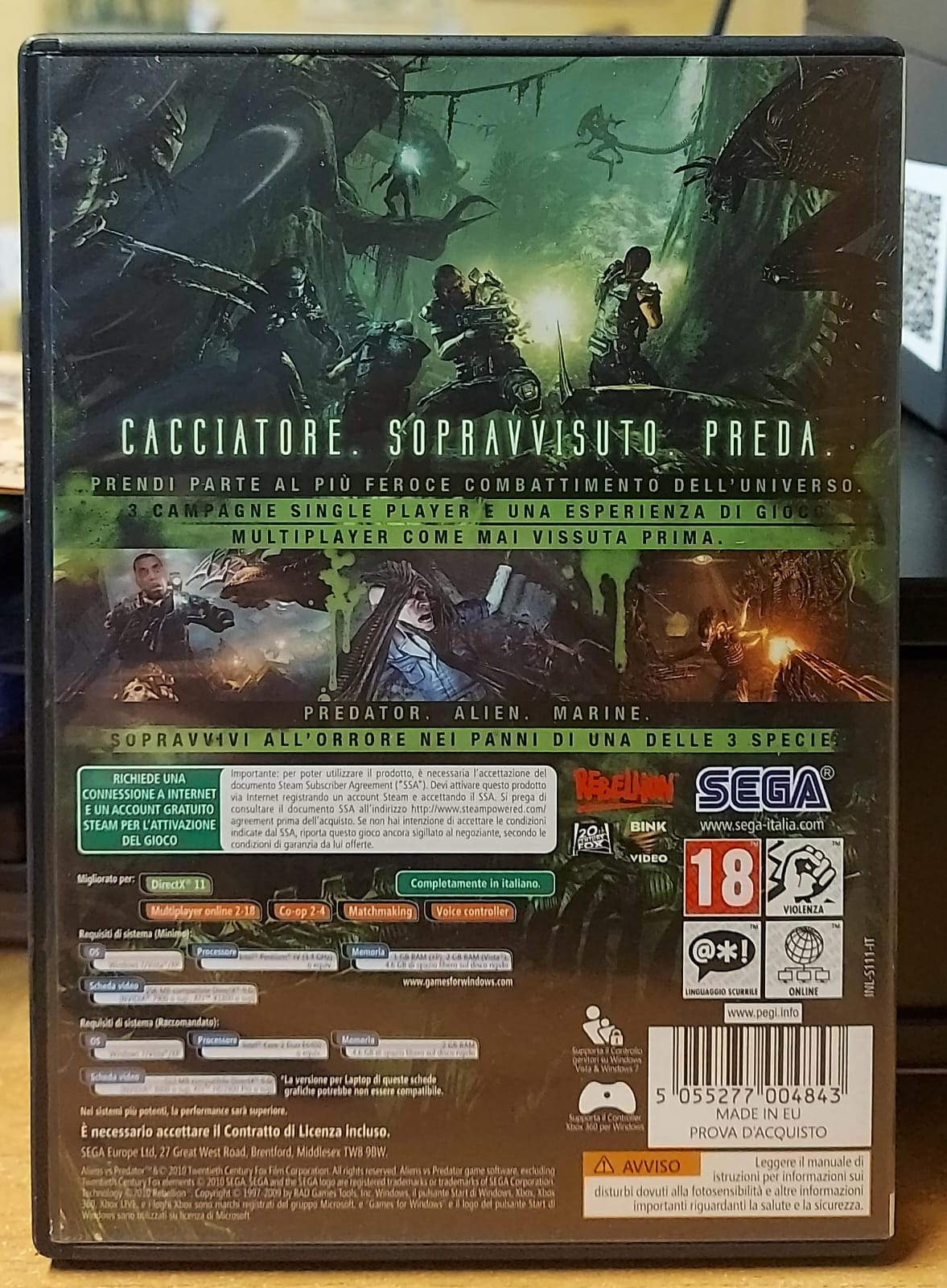 Aliens vs Predator PC - FPS Sci-Fi Horror Usato Italiano