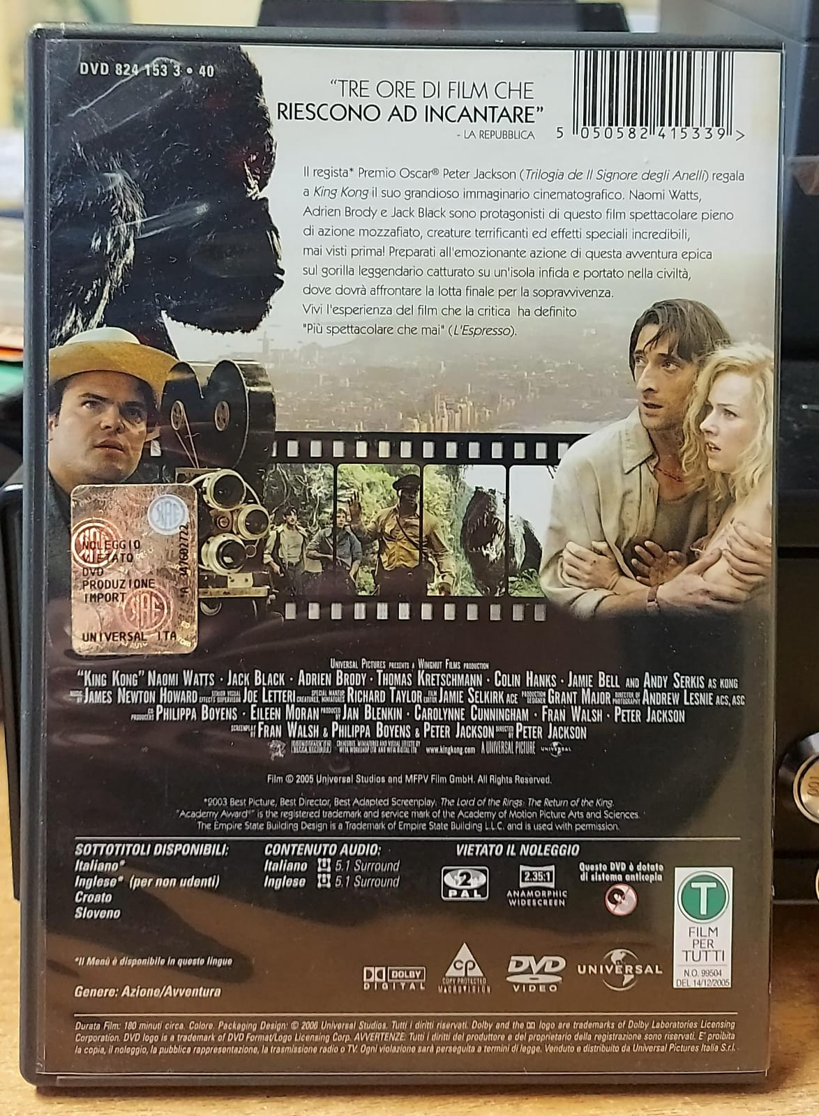 King Kong DVD - Film Peter Jackson 2005 con Naomi Watts