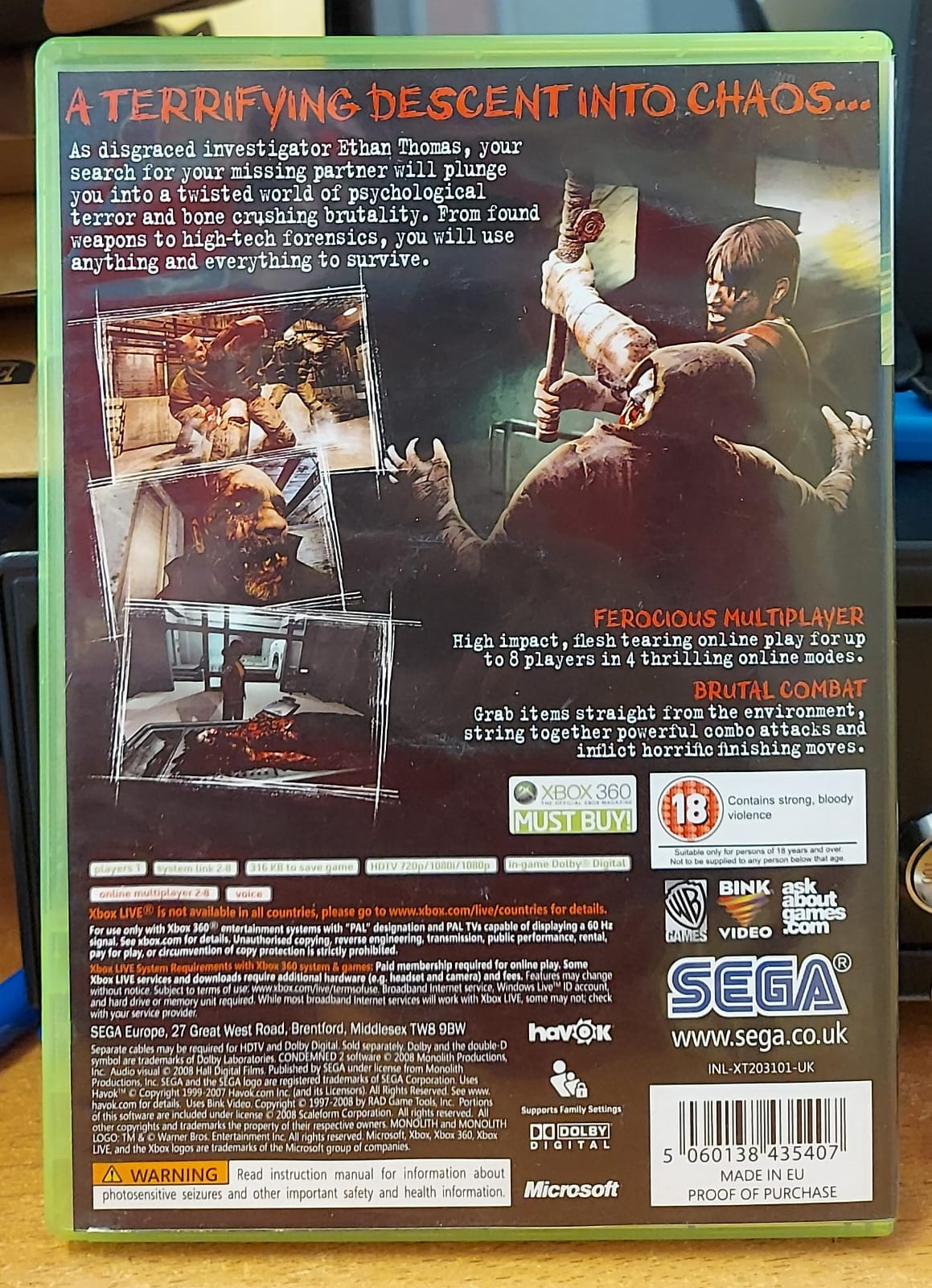 Condemned 2 – Xbox 360 (Usato)