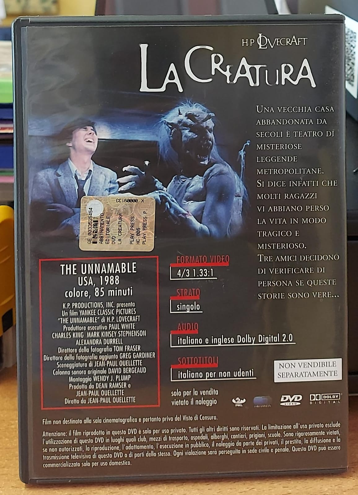 La Creatura - The Unnamable (DVD Usato)