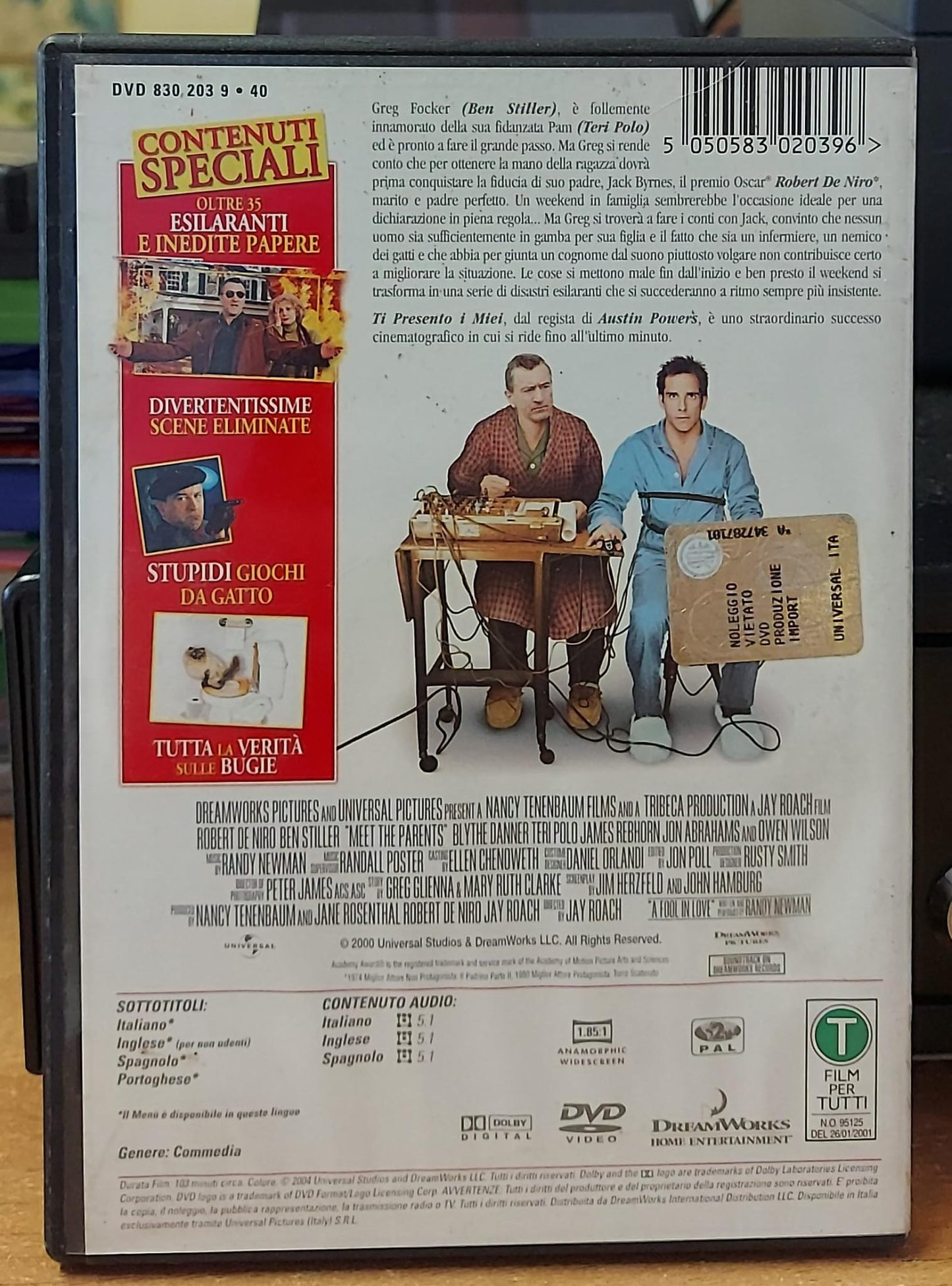 Ti Presento i Miei (Meet the Parents) – Retro DVD con trama, 4 contenuti speciali, cast completo e scheda tecnica DreamWorks Universal