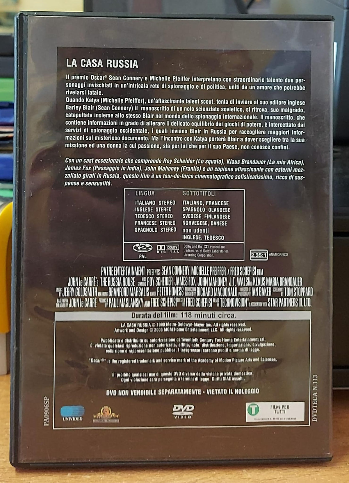 La Casa Russia DVD – Copertina retro
