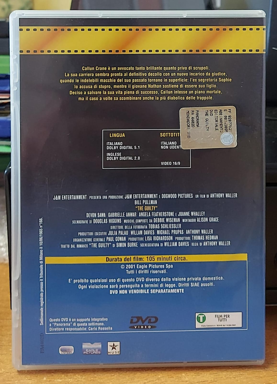 The Guilty – Il Colpevole DVD – Retro con specifiche tecniche
