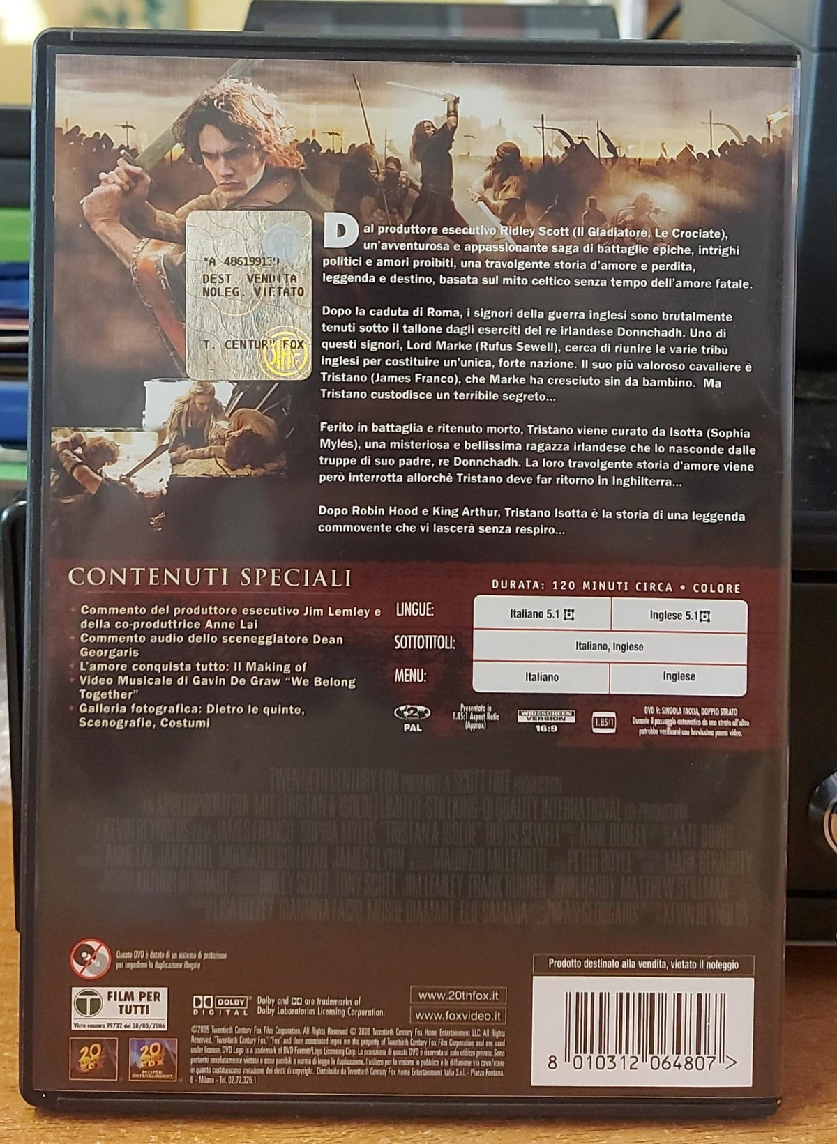 Tristano & Isotta – Copertina posteriore DVD