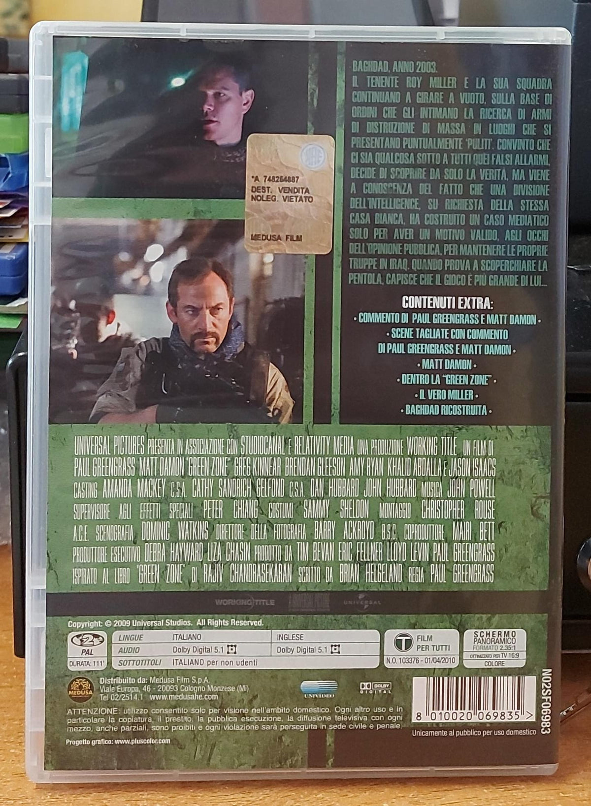 Green Zone DVD – Cover posteriore con trama e dettagli