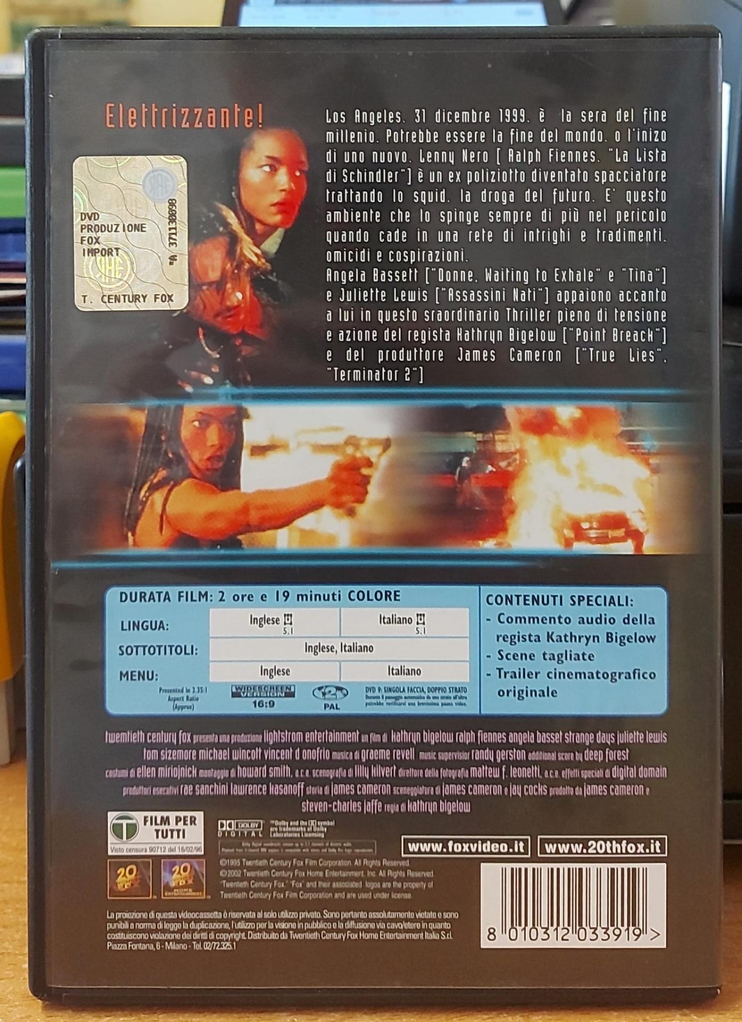 Strange Days DVD – Cover posteriore con trama e dettagli tecnici