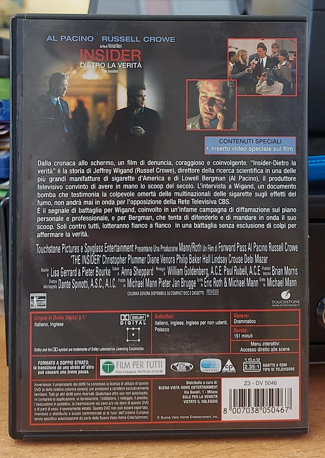 Insider – Dietro la Verità DVD retro