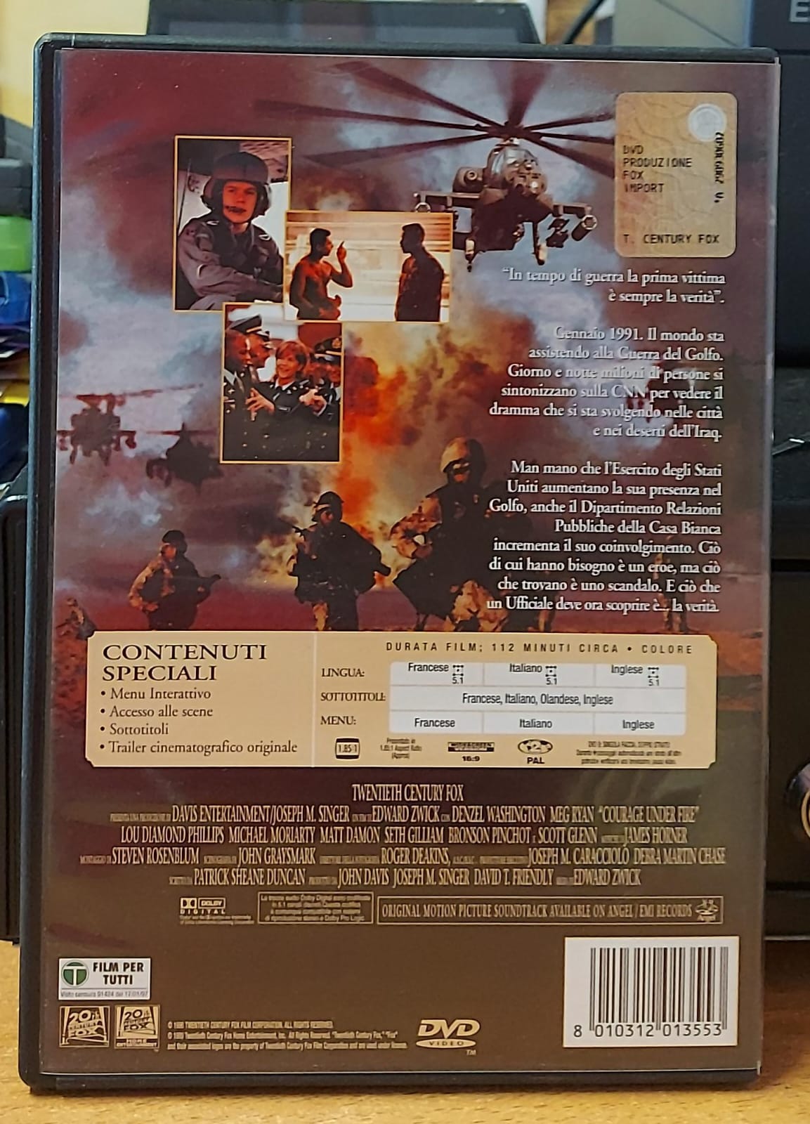 Copertina frontale del DVD Il Coraggio della Verità con Denzel Washington e Meg Ryan