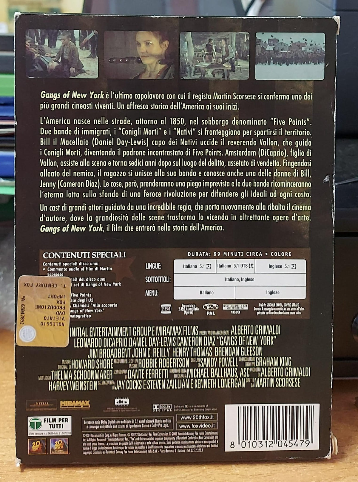 Gangs of New York DVD edizione speciale 2 dischi, copertina frontale