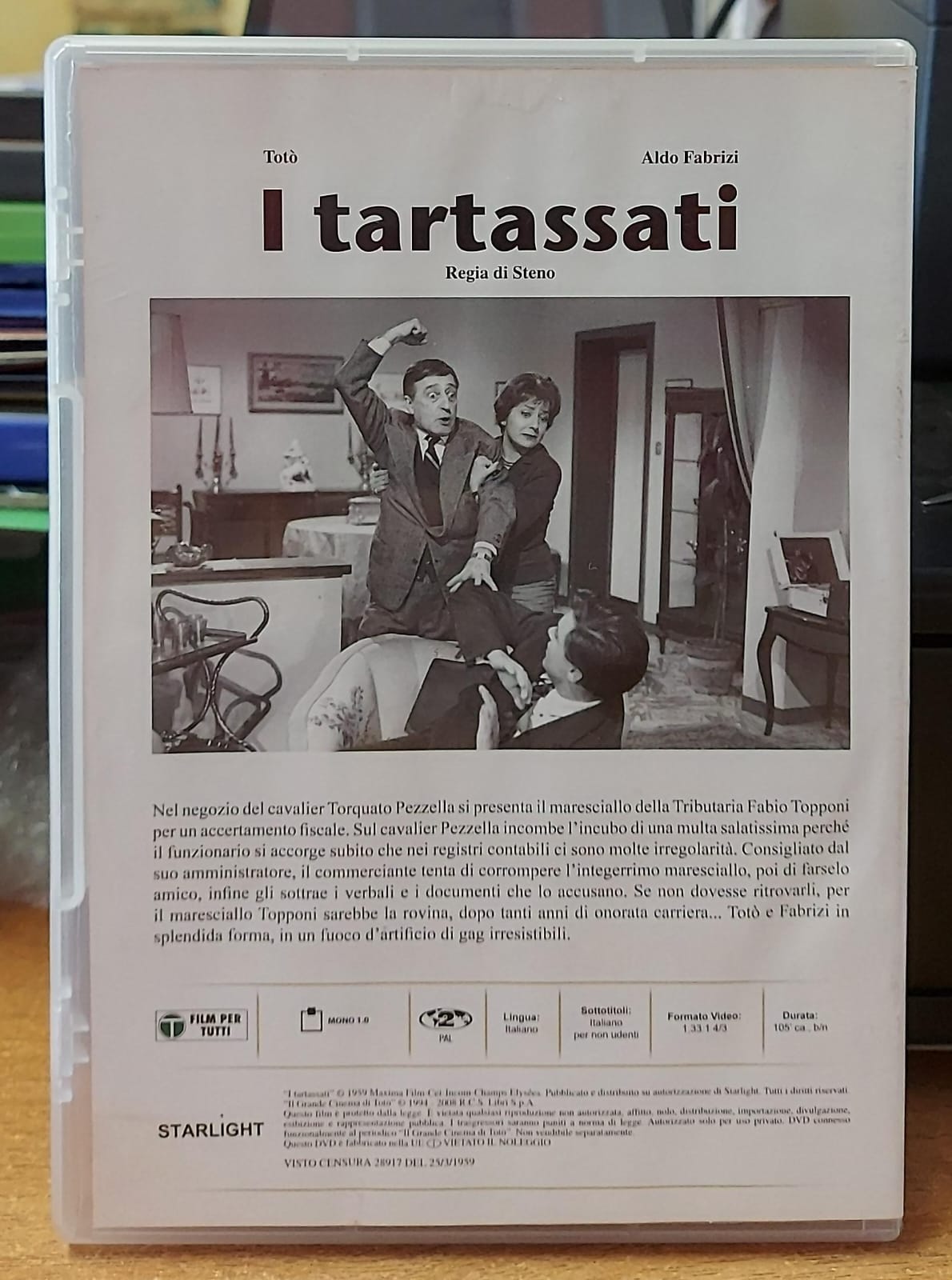 I tartassati DVD, retro della confezione con trama e dettagli tecnici