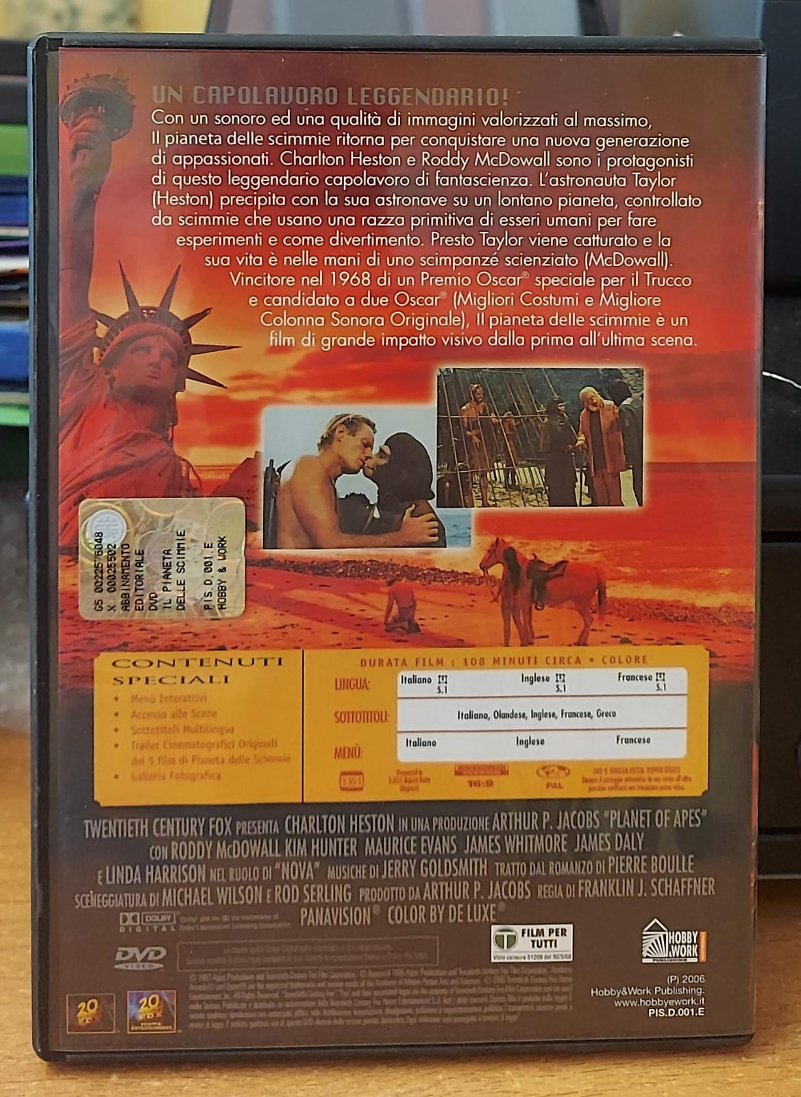 Retro della confezione del DVD Il pianeta delle scimmie