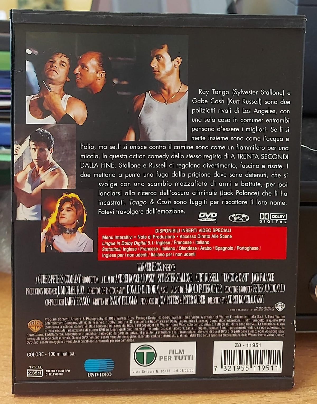 Retro della confezione del DVD Tango & Cash