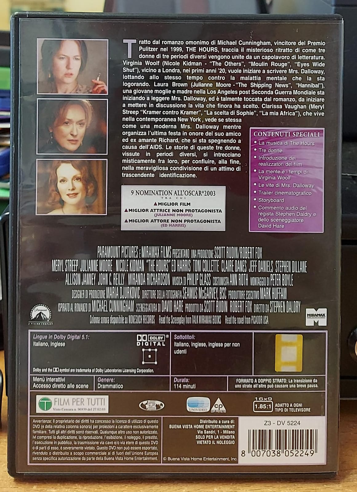 Retro DVD The Hours con trama, contenuti speciali, audio e codice a barre