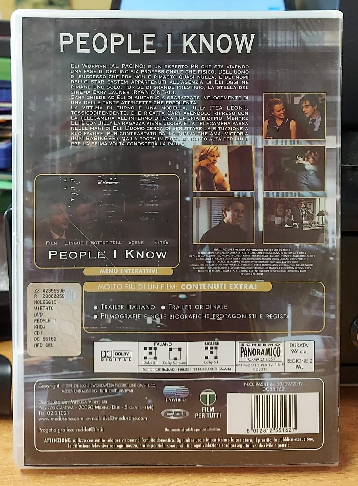 Copertina frontale del DVD People I Know con Al Pacino e Kim Basinger
