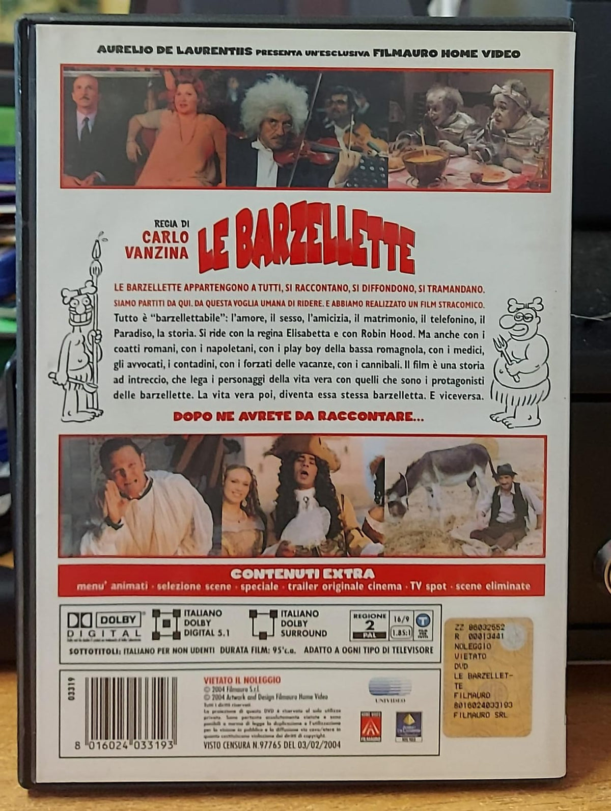 Retro della confezione DVD Le Barzellette con trama e dettagli tecnici