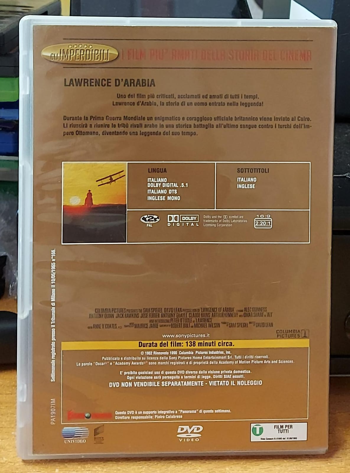 Lawrence d'Arabia - copertina fronte DVD
