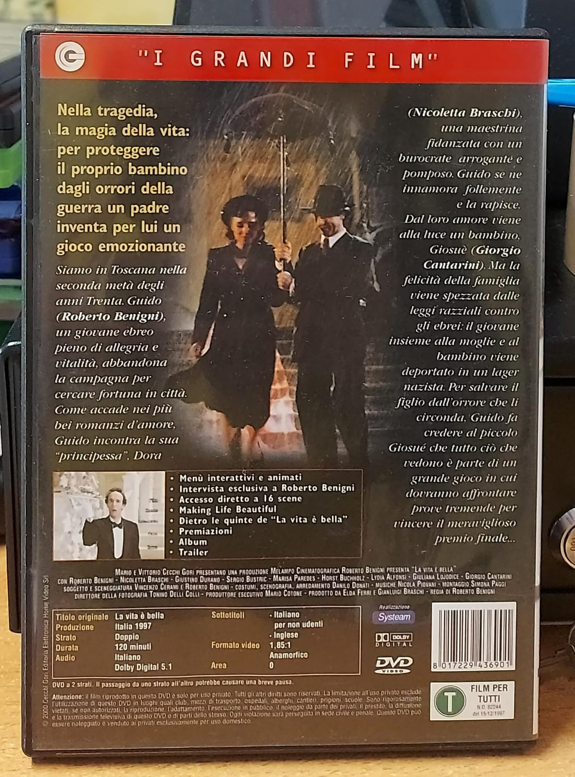 La vita è bella – DVD retro della confezione