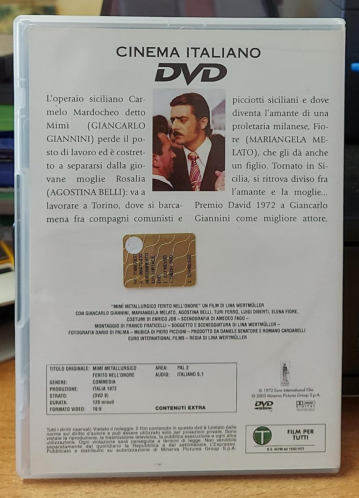 Retro Mimì metallurgico ferito nell'onore DVD con trama e dati tecnici