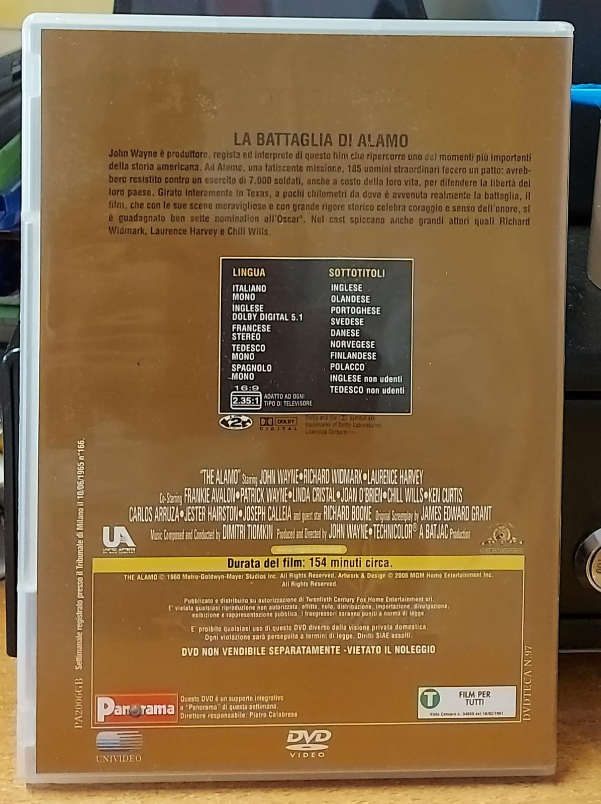 Fronte DVD La battaglia di Alamo, collana Le grandi battaglie