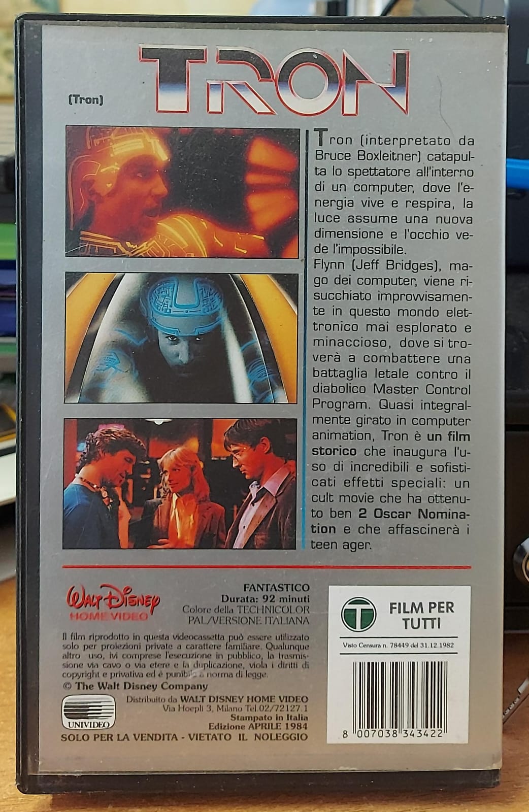 Tron VHS Disney – retro con trama e barcode 8007038343422