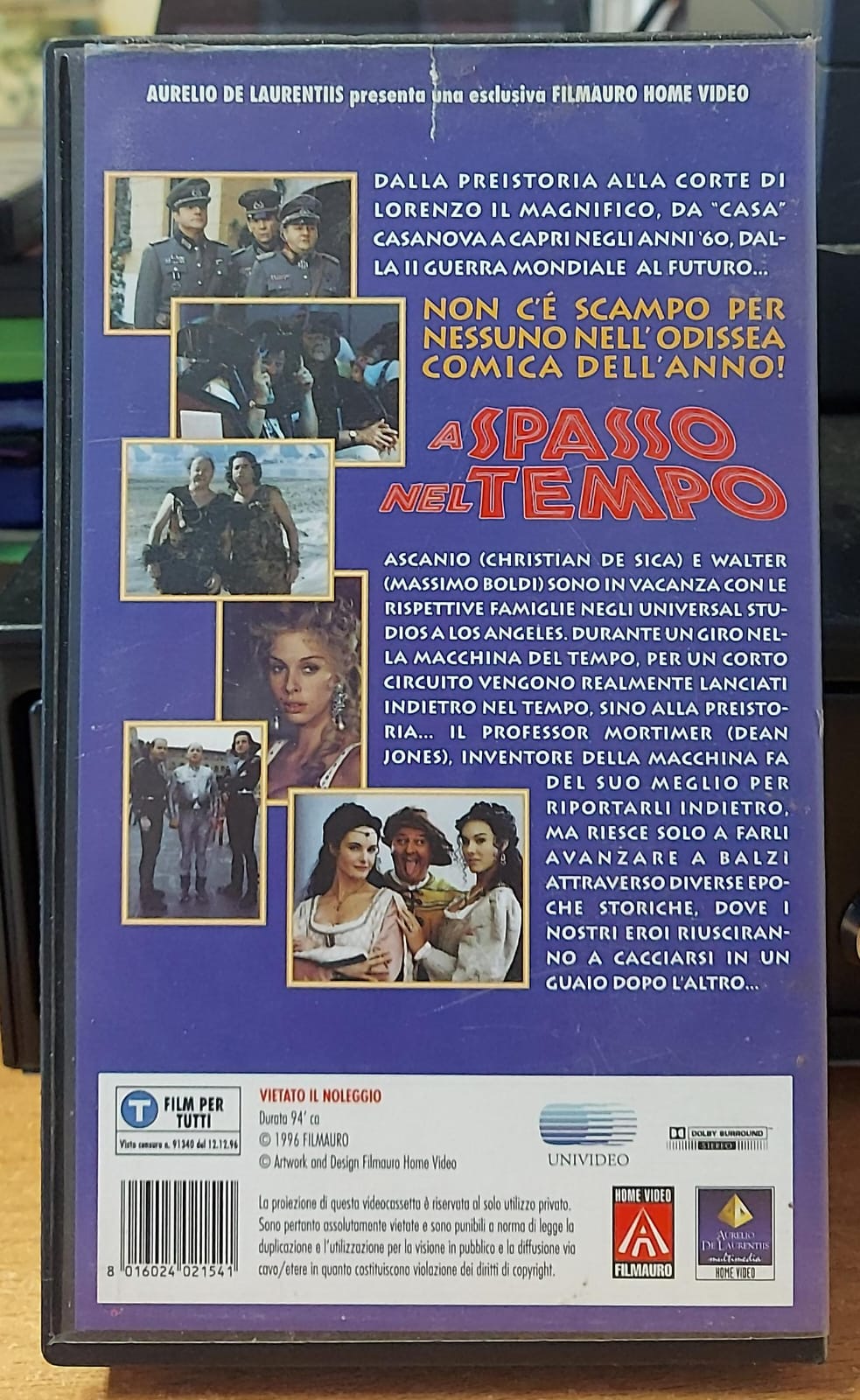 A spasso nel tempo VHS – retro con trama e barcode 8016024021541