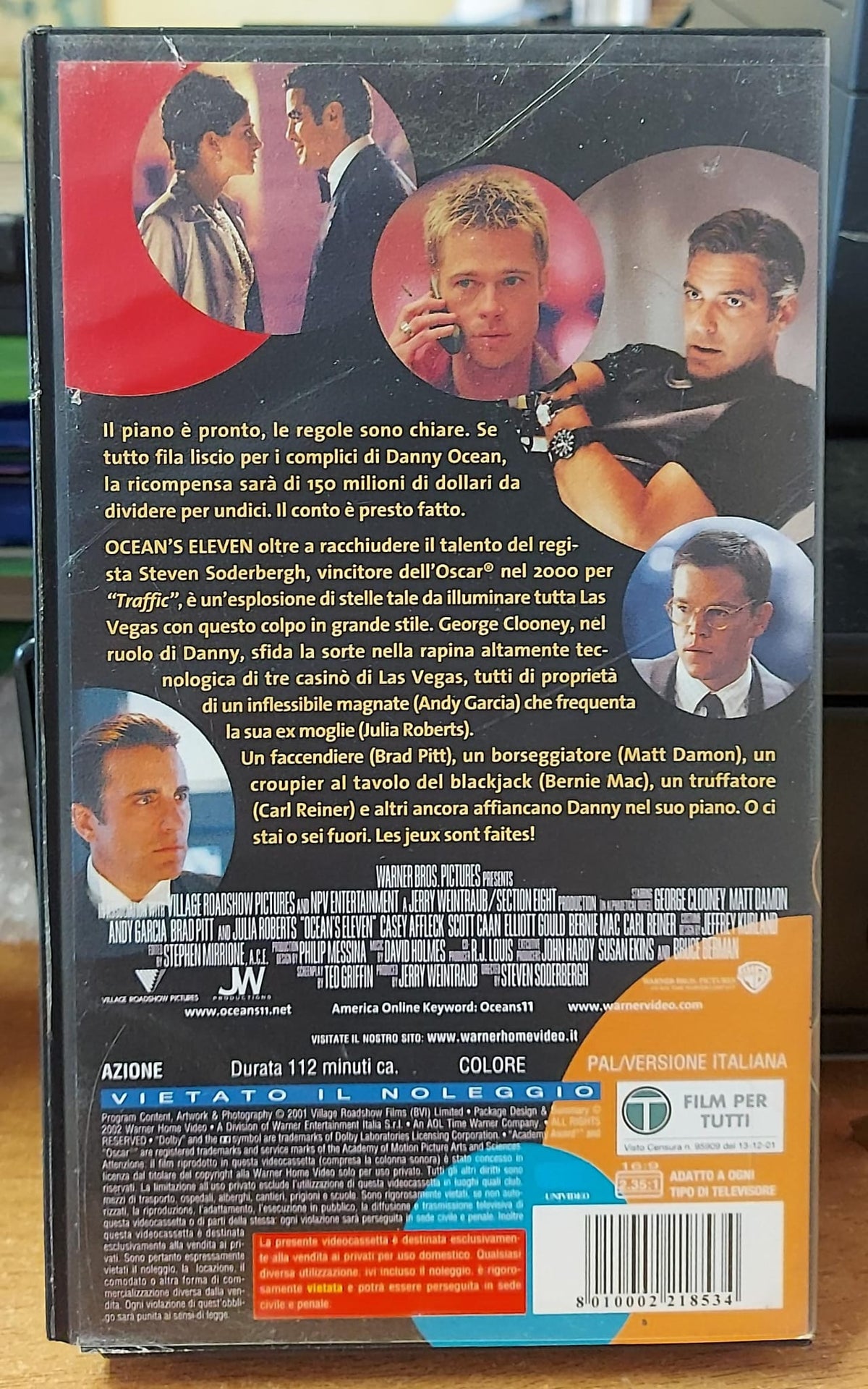 Ocean’s Eleven – Fate il vostro gioco VHS, retro della confezione