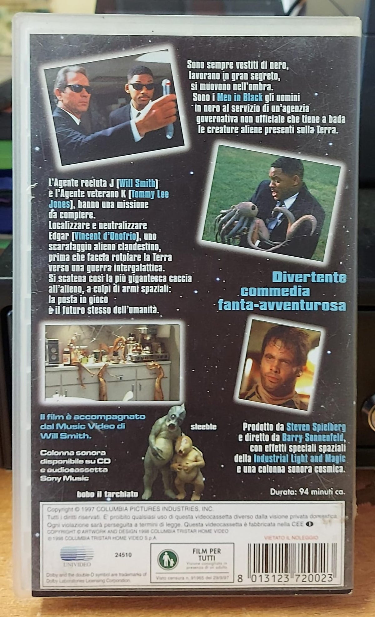 Men in Black MIB VHS, retro della confezione